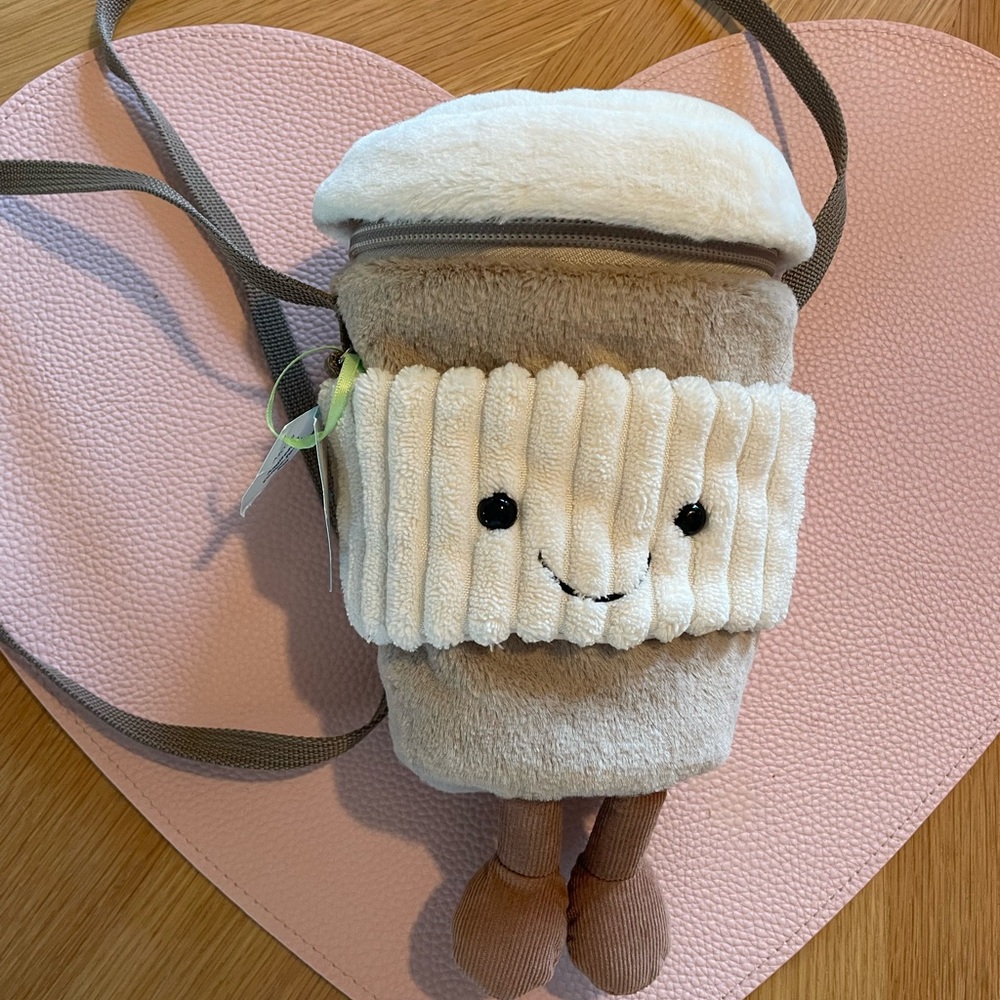 New Jellycat Amuseables Coffee Cup Plush Crossbody